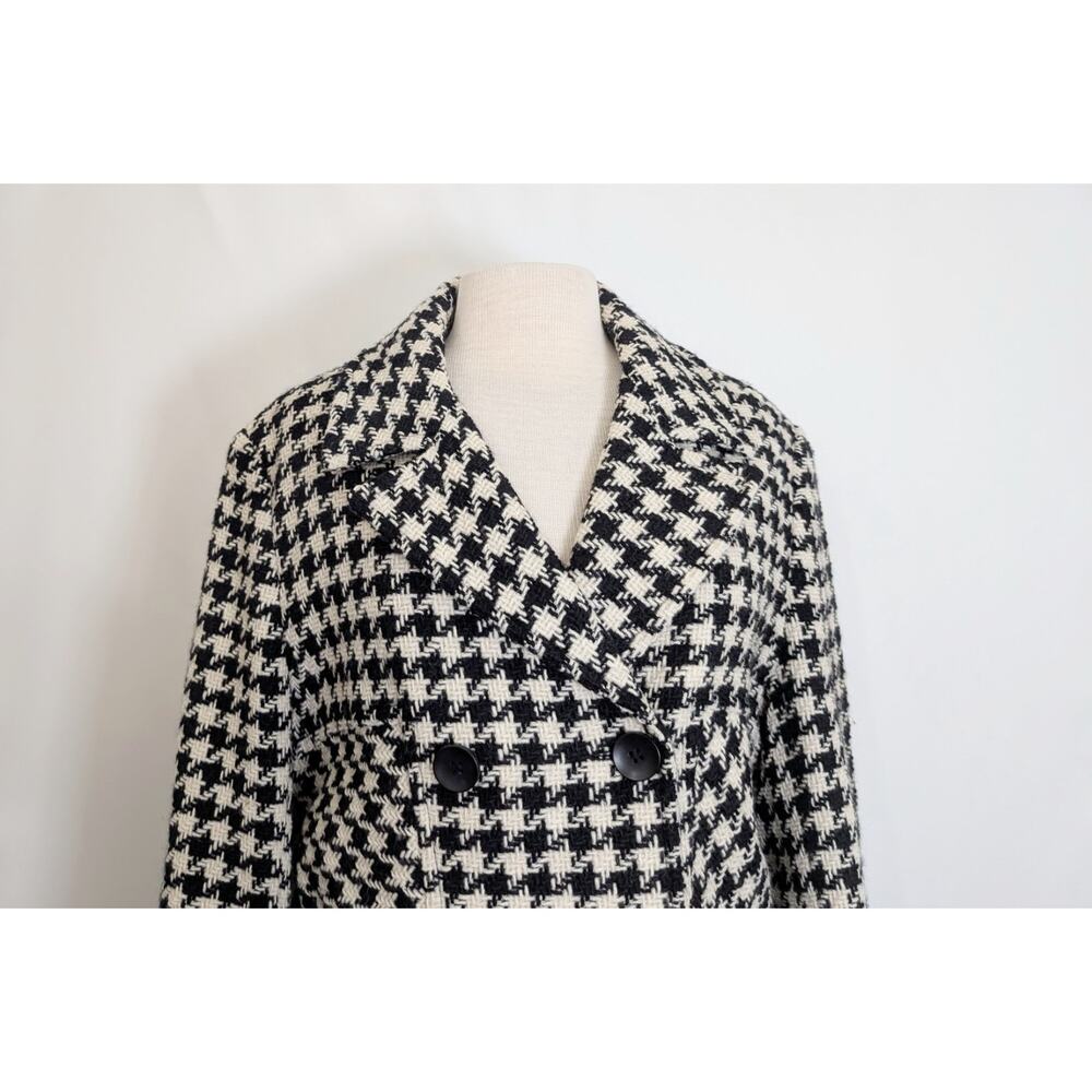 Mackintosh New England Coat Women's Size 14 Black White Houndstooth Swing - Picture 2 of 7